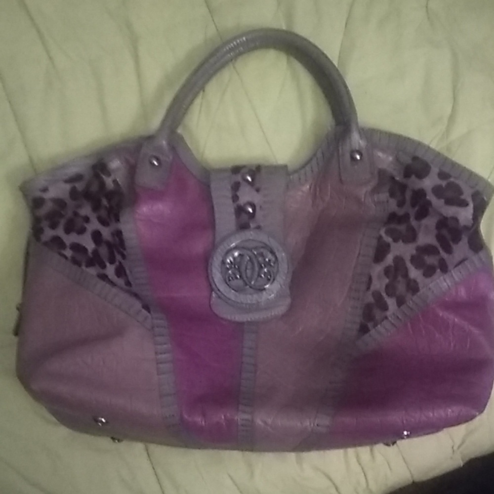 Sharif aunthenic purple leopard print os bag
